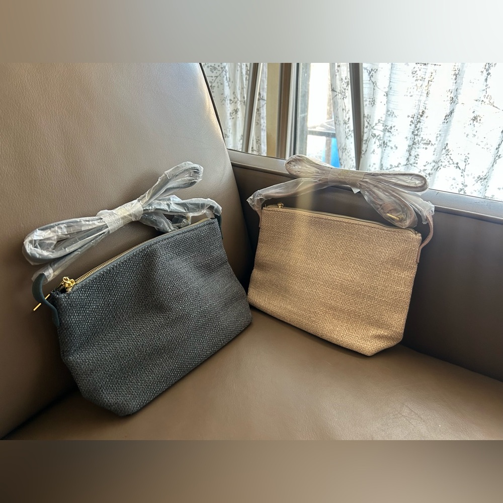 Lancome Stylish Dark Blue and Cream Crossbody Bags Set of 2!
